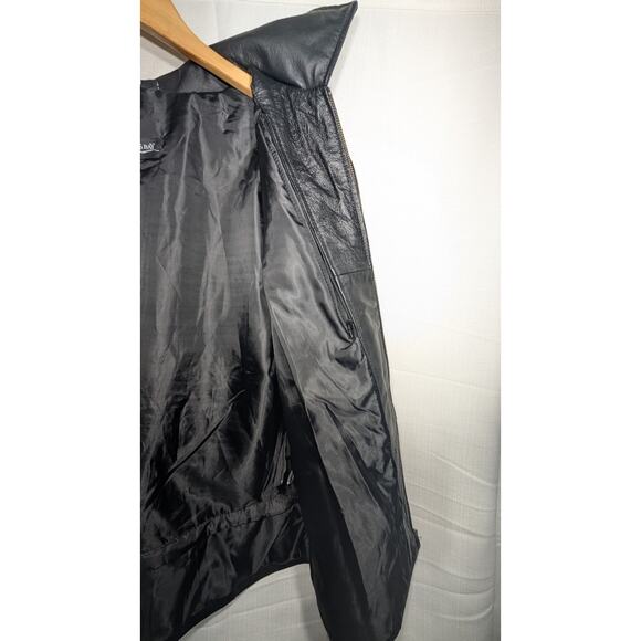 Burk's Bay Womens Leather Full Zip Jacket Sz XL Black Moto Edgy Minimalist - Picture 6 of 11